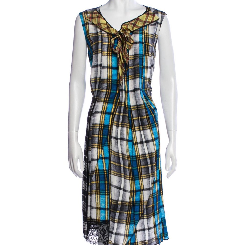Plaids printed silk dress